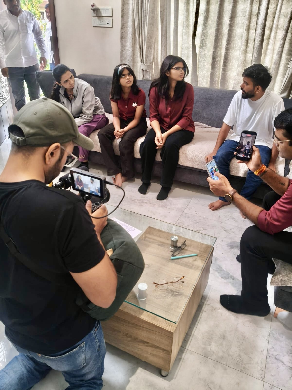 Filming an interview with contributors in New Delhi