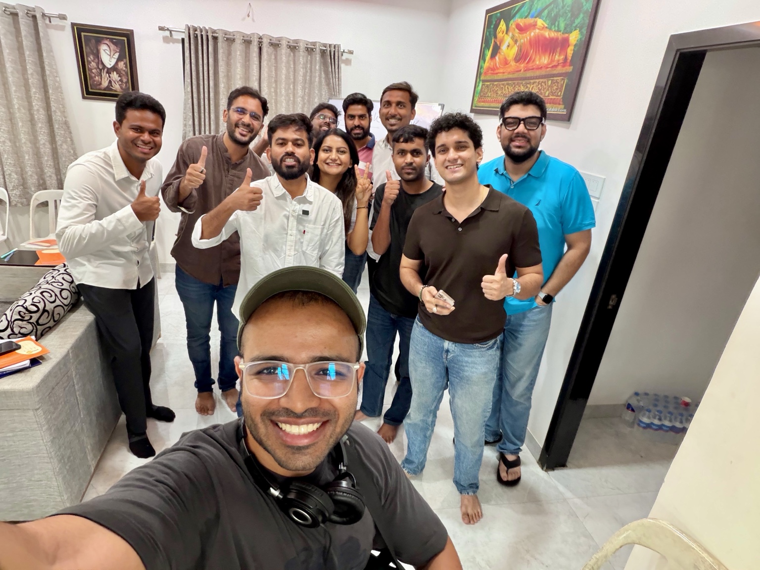 Production team photographed after the shoot