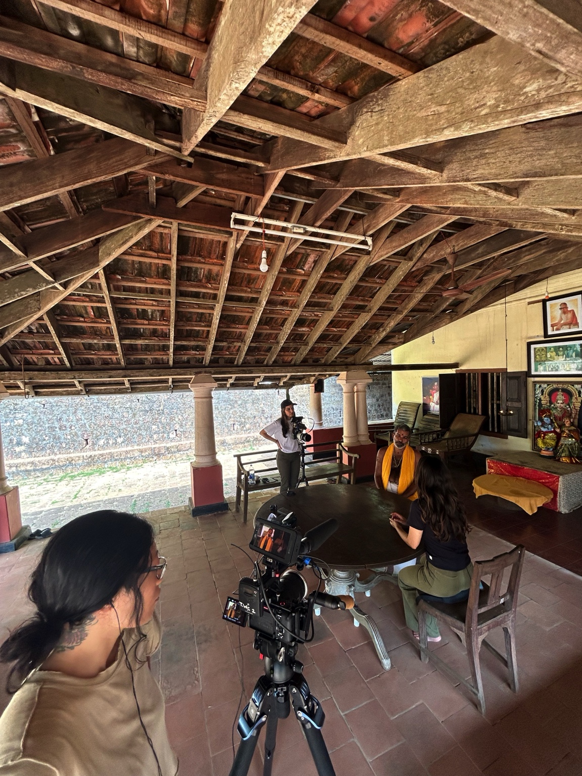 Camera setup during filming at an astrology location