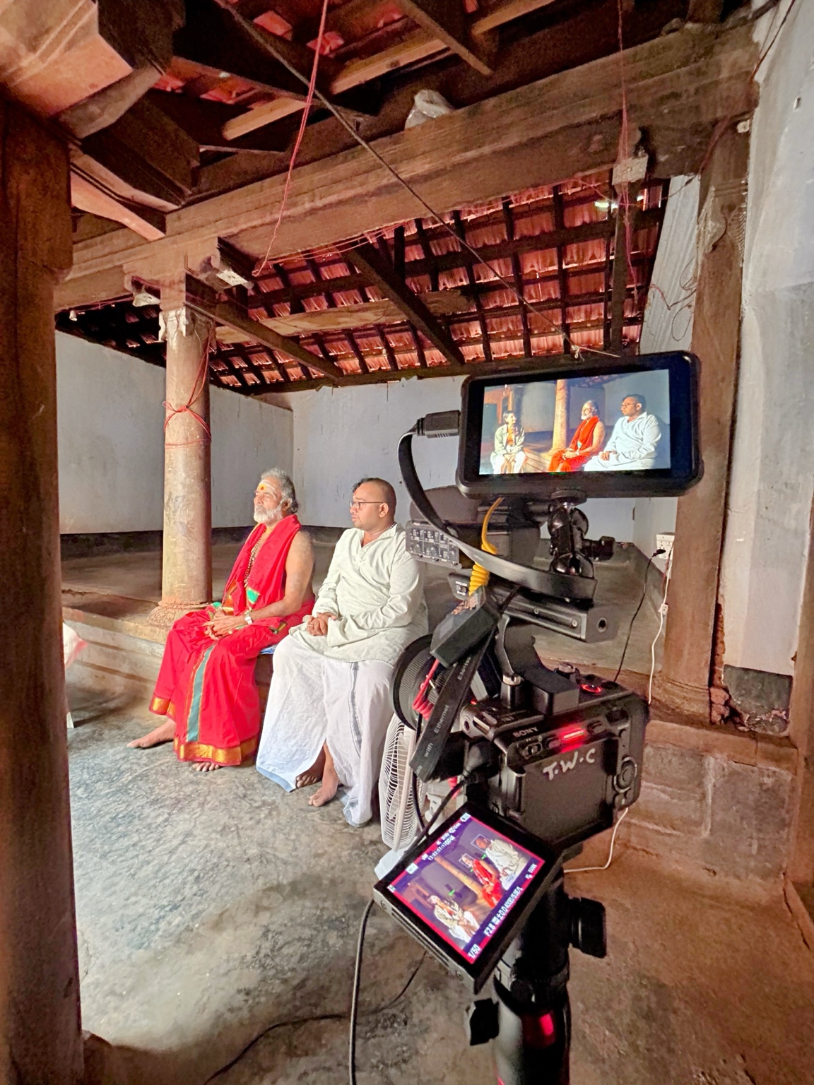 Camera and lighting setup on location