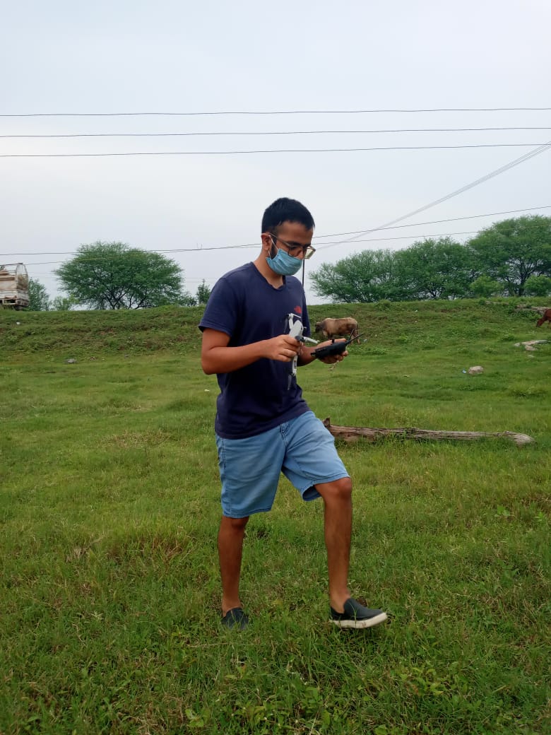 Prakhar Deep Jain operating a drone during the Feni production